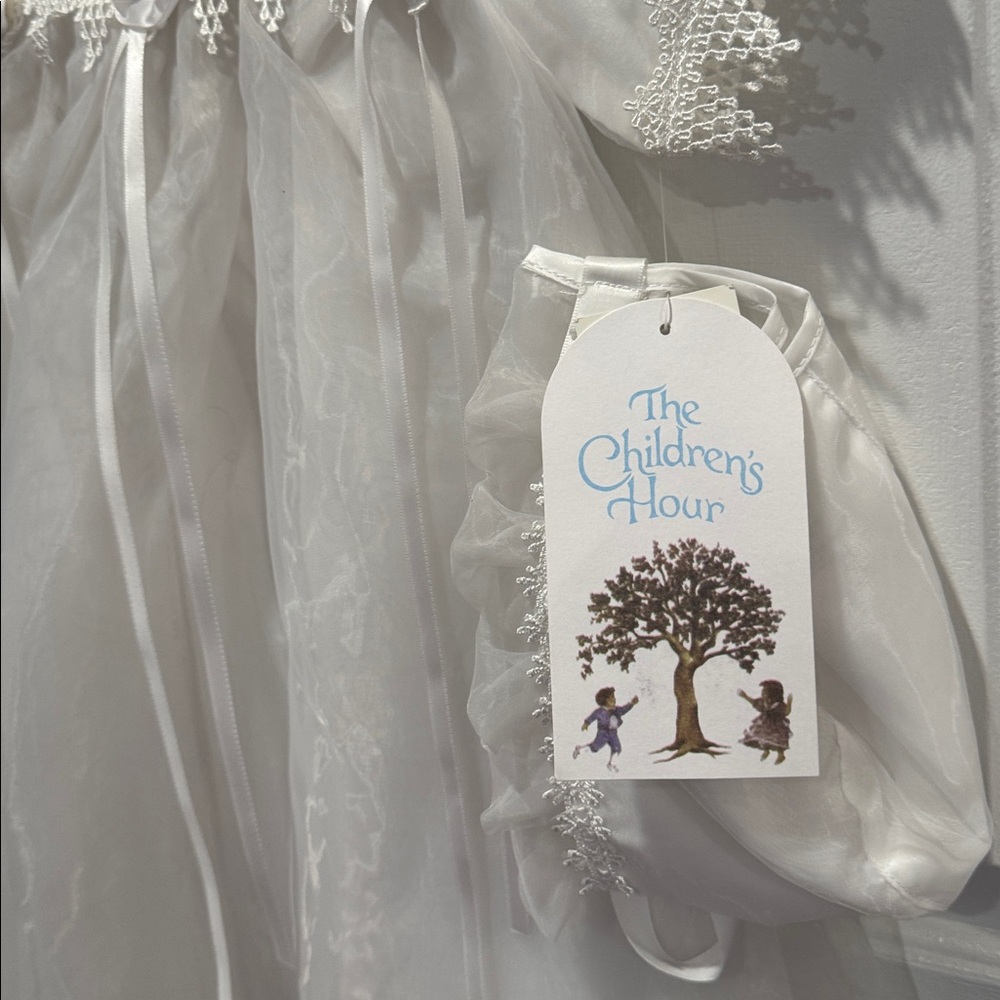 Baptism Christening White Dress with Floral Accents - Picture 4 of 11